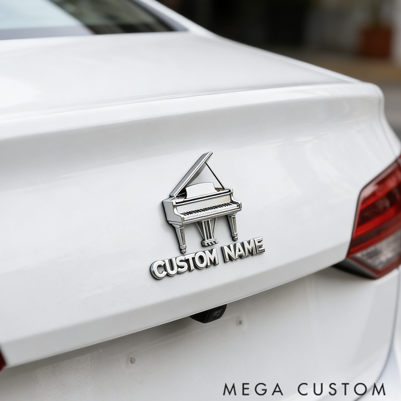 Personalized Auto Emblem with Creative Musical Motifs Great for Music Enthusiasts