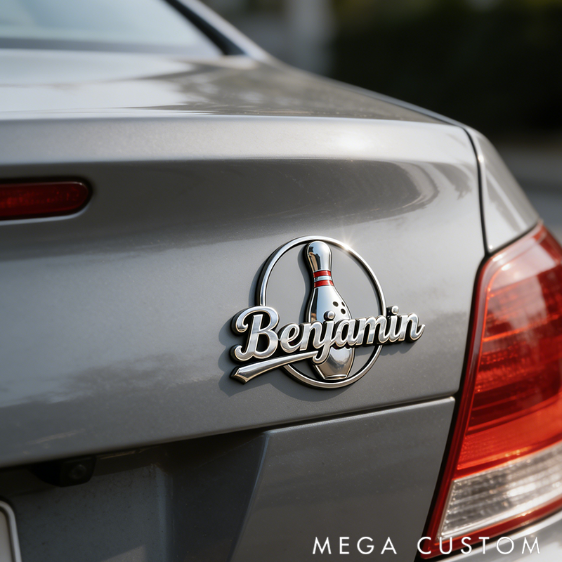 Personalized Bowling Ball Car Badge Instantly Adds Exclusive Style to Your Vehicle