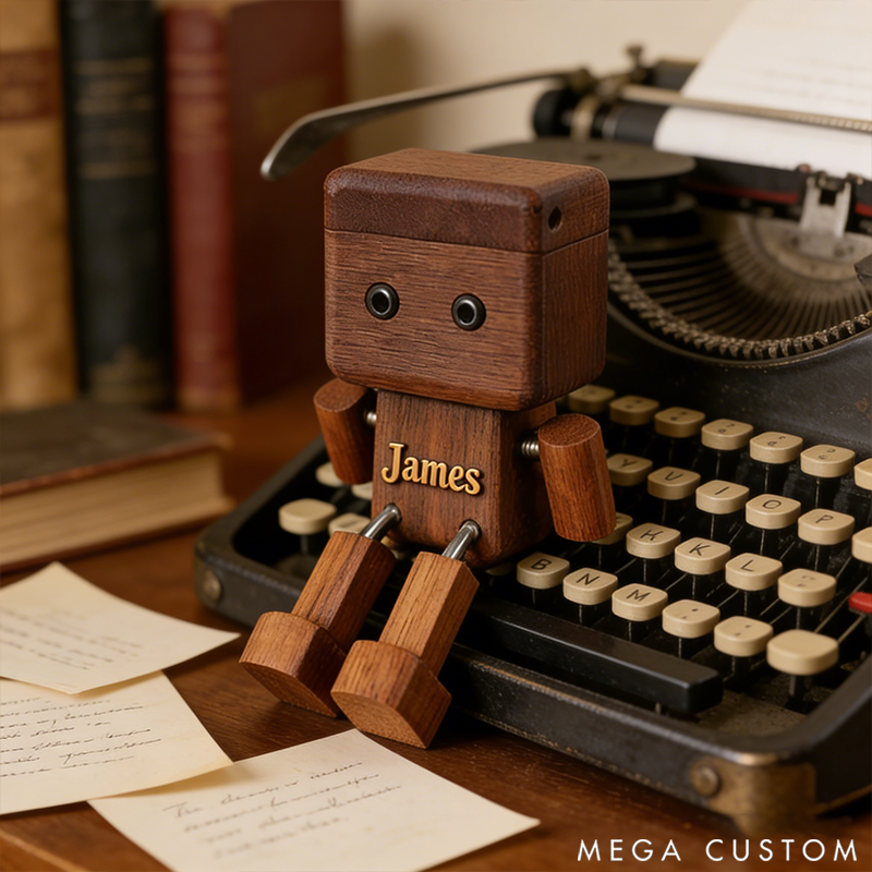 Personalized Wooden Robot Figurine Minimalist Desktop Decor Wooden Toy Gift