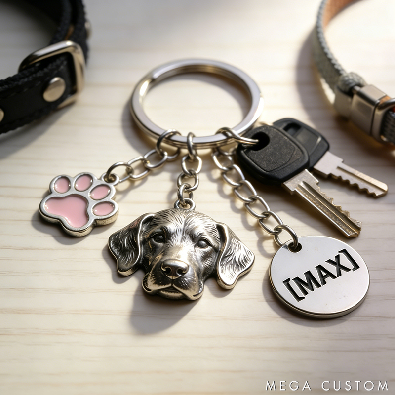 Personalized Pet Themed Keychain Custom Name Keyring Unique Gift for Birthdays Anniversaries