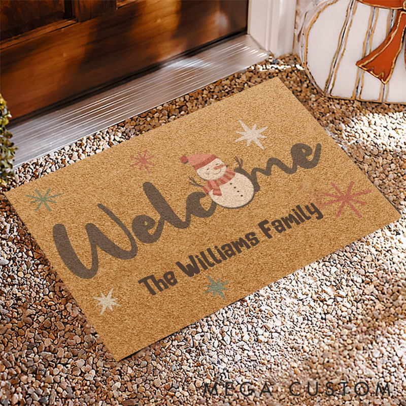 Personalized Snowman Doormat Add a Touch of Joy with Your Unique Name
