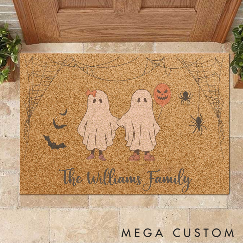 Personalized Ghostly Family Doormat Greet Guests with Your Family Name for Halloween Fun