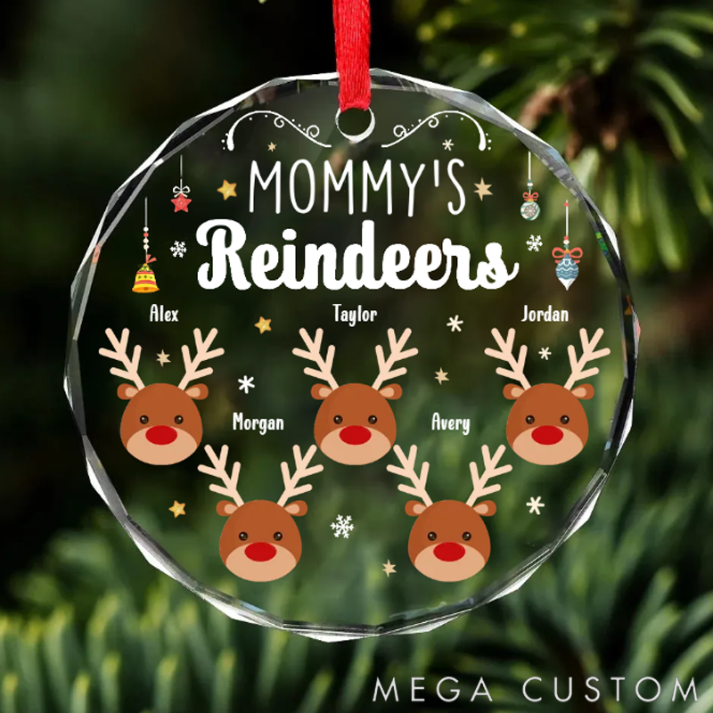Personalized Family Reindeer Christmas Ornaments Gift for Mom Dad