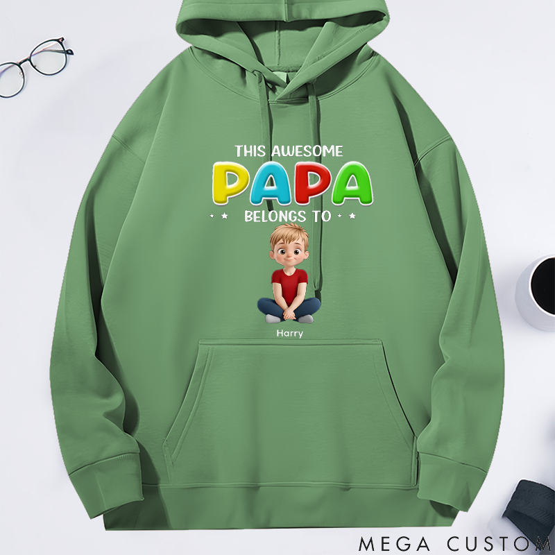 Personalized this Awesome Daddy Belongs to Me Classic Hoodie Gift for Dad Grandpa