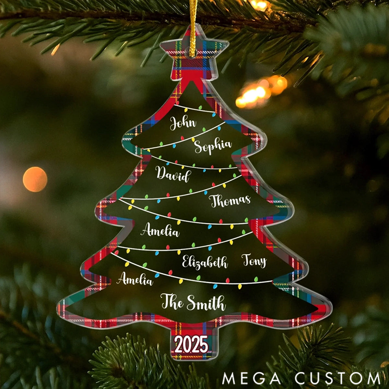 Personalized Family Roots Festive Fruits Christmas Acrylic Ornament Gifts for Mom Dad Kids