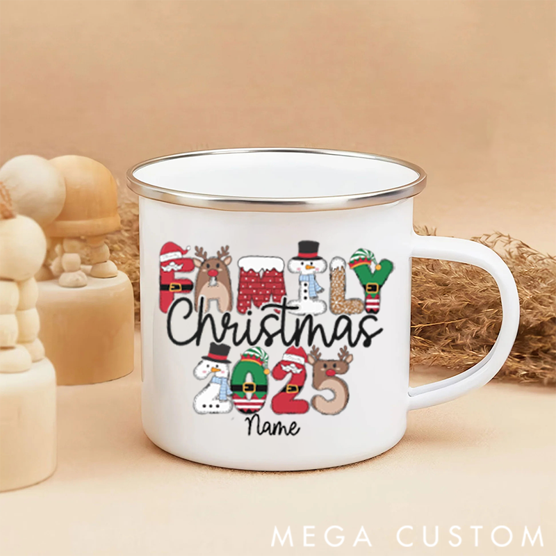 Personalized Family Christmas Enamel Mug Cherish Your Family Memories this Holiday Season