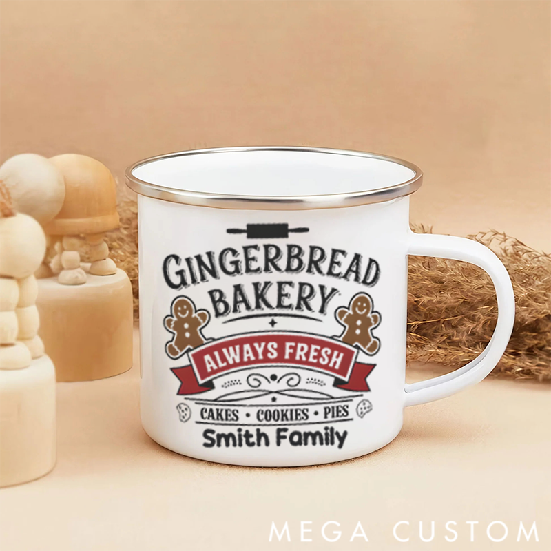 Personalized Family Christmas Enamel Mug Heartwarming Holiday Surprise