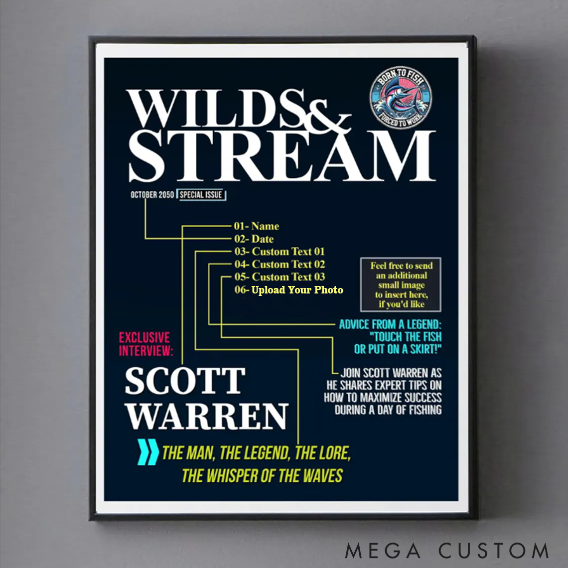 Personalized Fishing Magazine Cover Fishing Gifts for Men Fishing Dad Gift Funny Fisherman Gift Unique Gift for Fishing Enthusiasts and Outdoor Decor