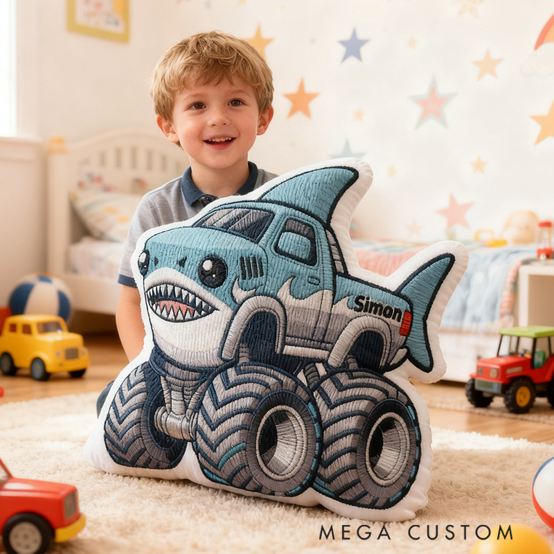 Personalized Pillow with Shark Racing Design Custom Name 3D Graphic Print Cushion Gifts