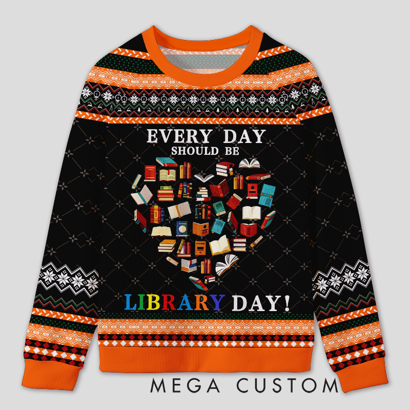 Personalized Library Day Celebration Ugly Sweater Office Holiday Party Gift for Librarians