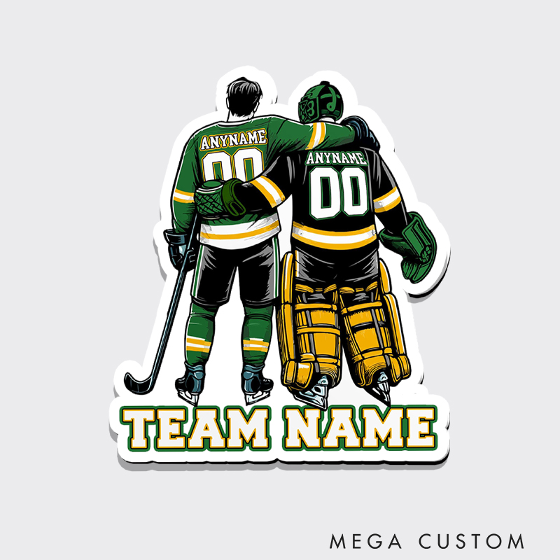 Personalized Hockey Friends Fridge Magnet with Custom Names and Numbers