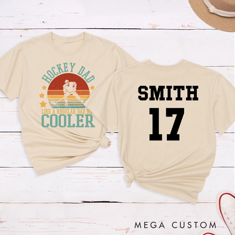 Personalized "Hockey Dad" Retro T-Shirt with Custom Name and Number