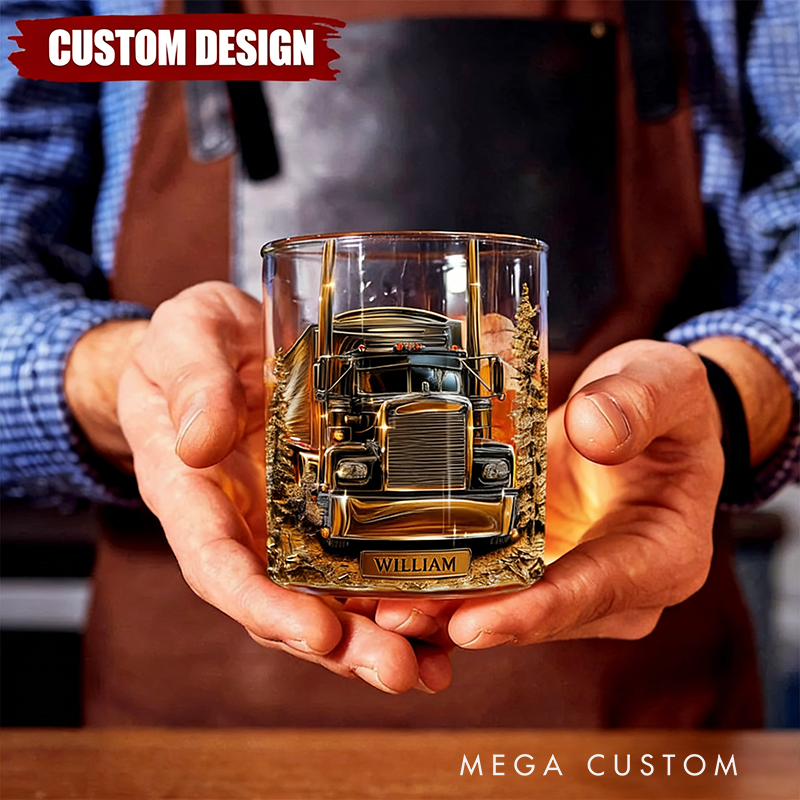 Personalized Best Truck Driver Whiskey Glass Custom Name Design Rock Tumbler Gifts