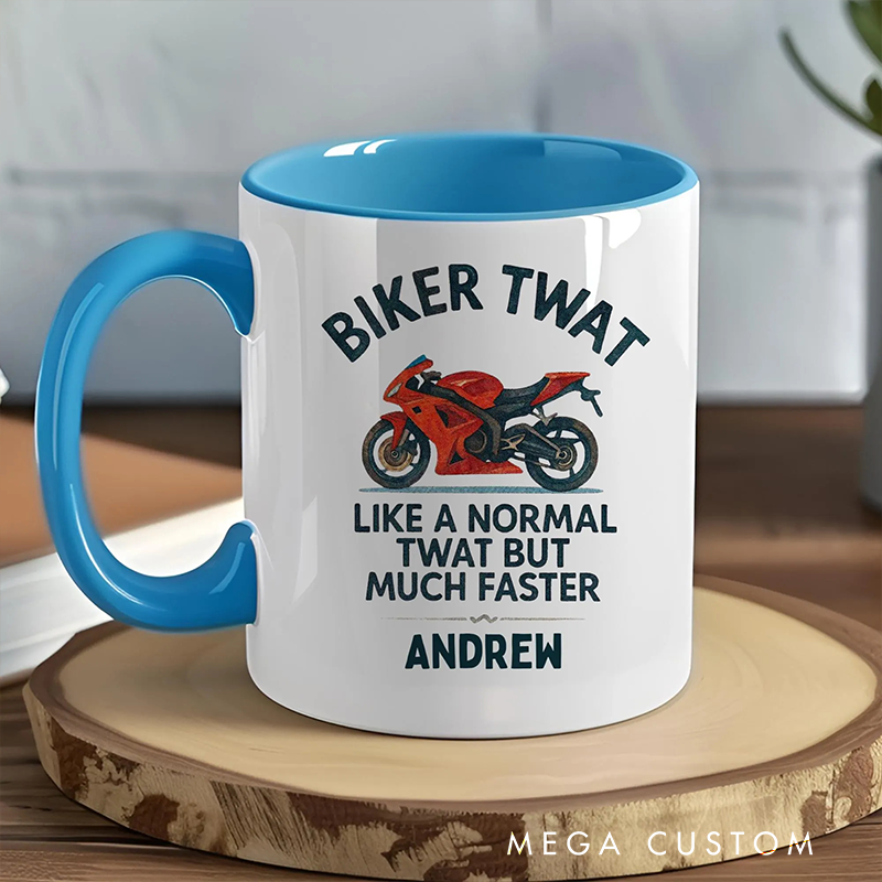 Personalized Biker Twat Mug Custom Name Gift for Bikers and Motorcycle Fans