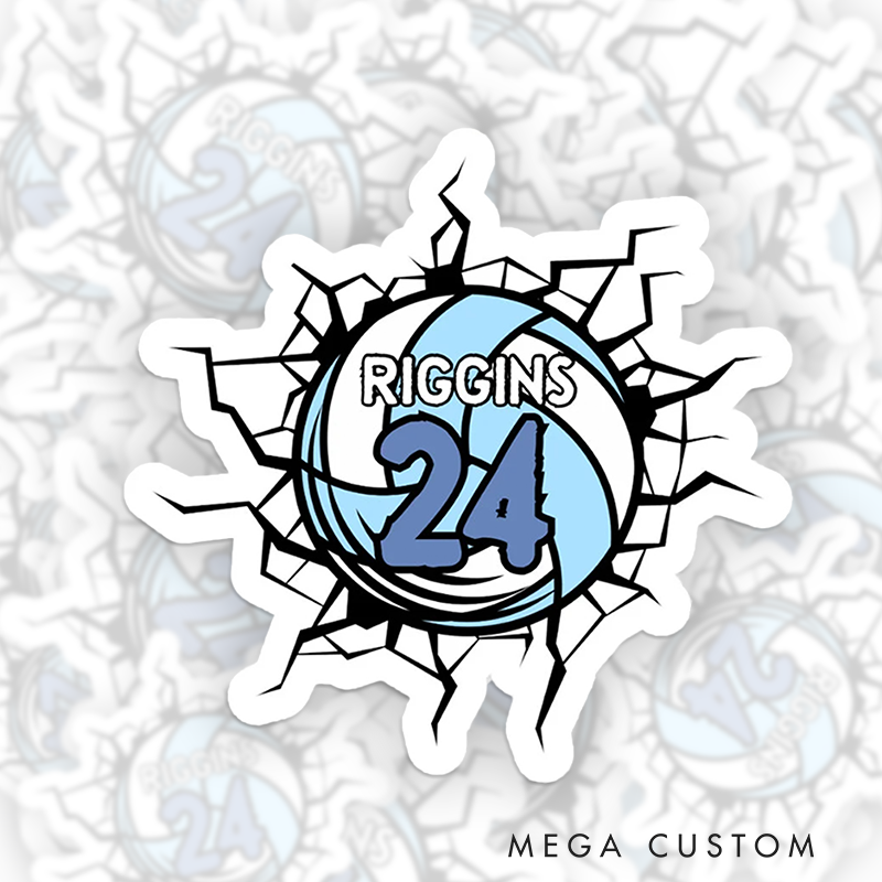 Personalized Volleyball Player Decal Sticker with Custom Your Name and Number