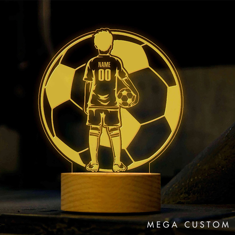 [Copy]Personalized Soccer LED Night Light with Custom Name and Jersey Number for Girls Soccer Players