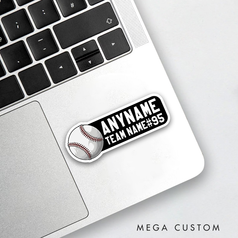 Personalized Athletic Sticker with Bold Team Name and Player Number  
