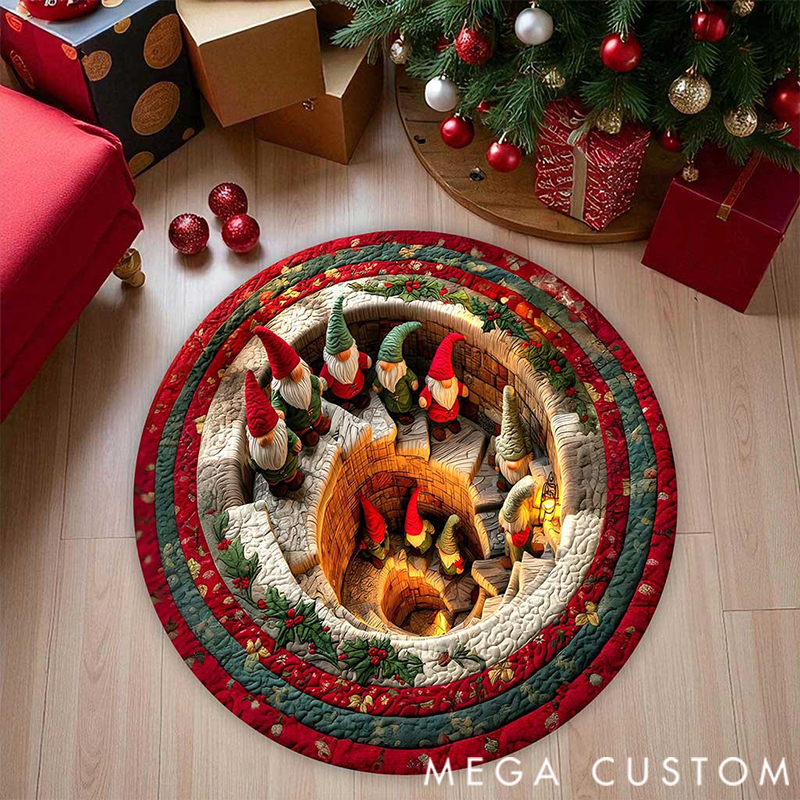 Personalized 3D Printed Rug, Christmas Welcome Round Mat, Indoor Rug Decor, Christmas Tree Home Decor, Holiday Doormat, Christmas Gift