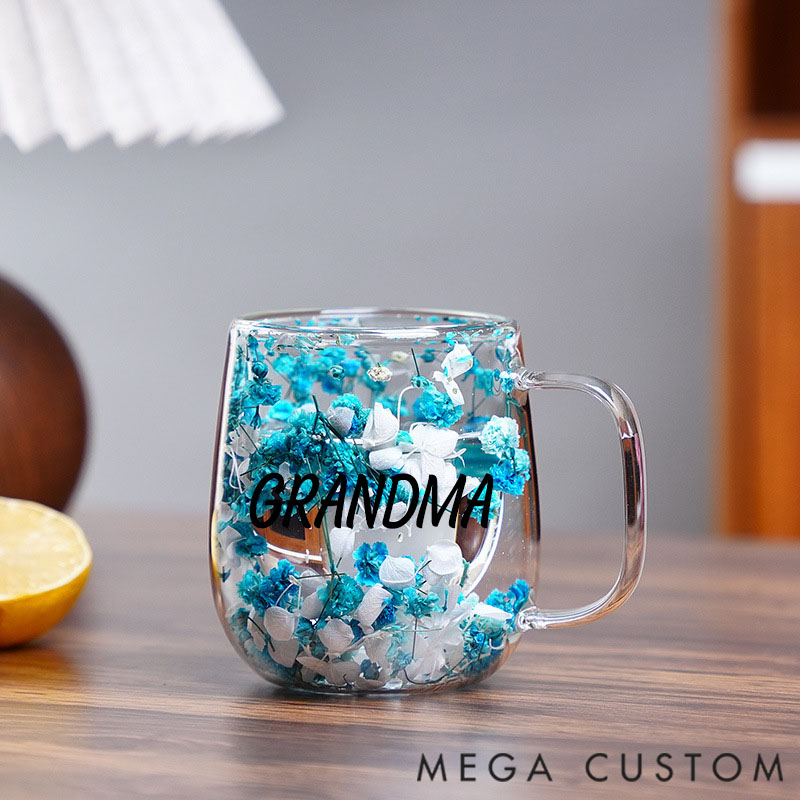 Personalized Floral Mug/Cup with Your Favorite Dried Flowers—an Original Gift for Grandma, Mom, or Godmother