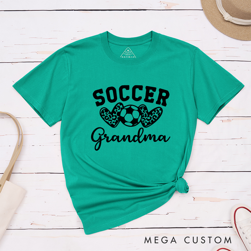Personalized Soccer Leopard Heart T-Shirt with Custom Text