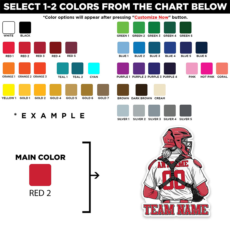 Personalized Baseball Fan Sticker with with Catcher Design and Customizable Details 