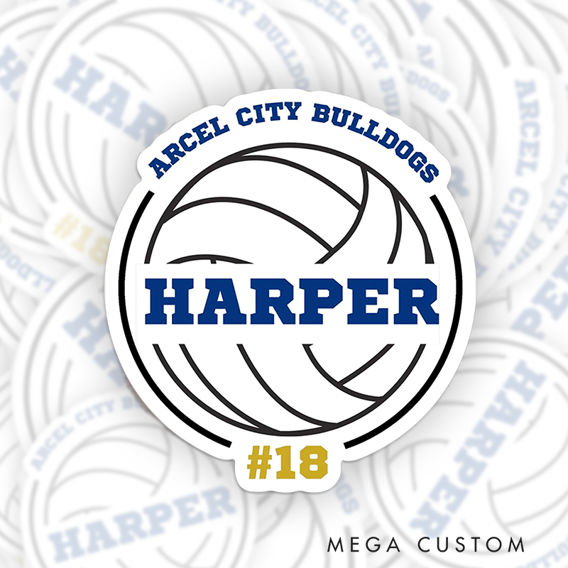 Personalized Volleyball Player Decal Sticker with Custom Team Name ,Player Name and Number