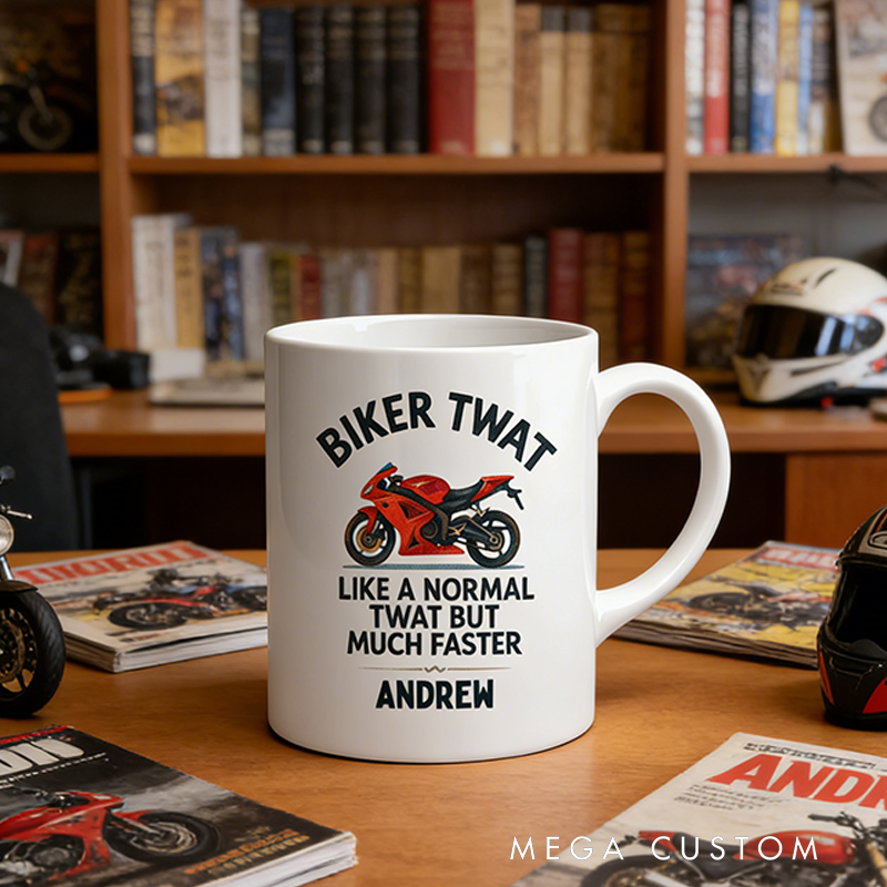 Personalized Biker Twat Mug Custom Name Gift for Biker and Motorcycle Fans