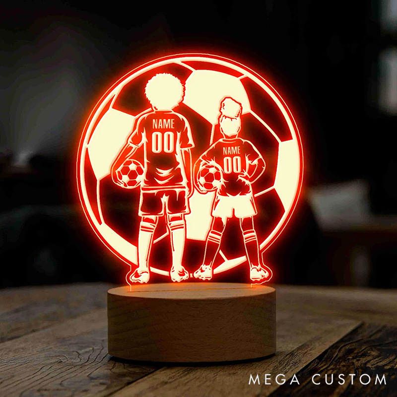 [Copy]Personalized Soccer LED Night Light with Custom Player Names and Numbers Design