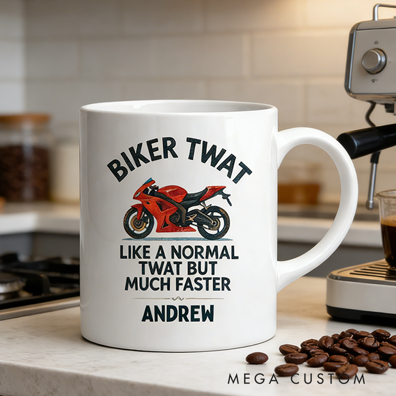 Personalized Biker Twat Mug Custom Name Gift for Biker and Motorcycle Fans