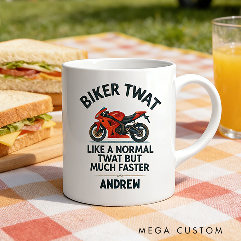 Personalized Biker Twat Mug Custom Name Gift for Biker and Motorcycle Fans