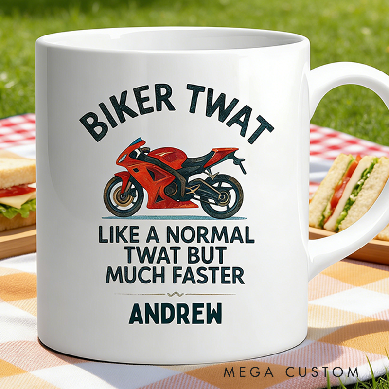 Personalized Biker Twat Mug Custom Name Gift for Biker and Motorcycle Fans