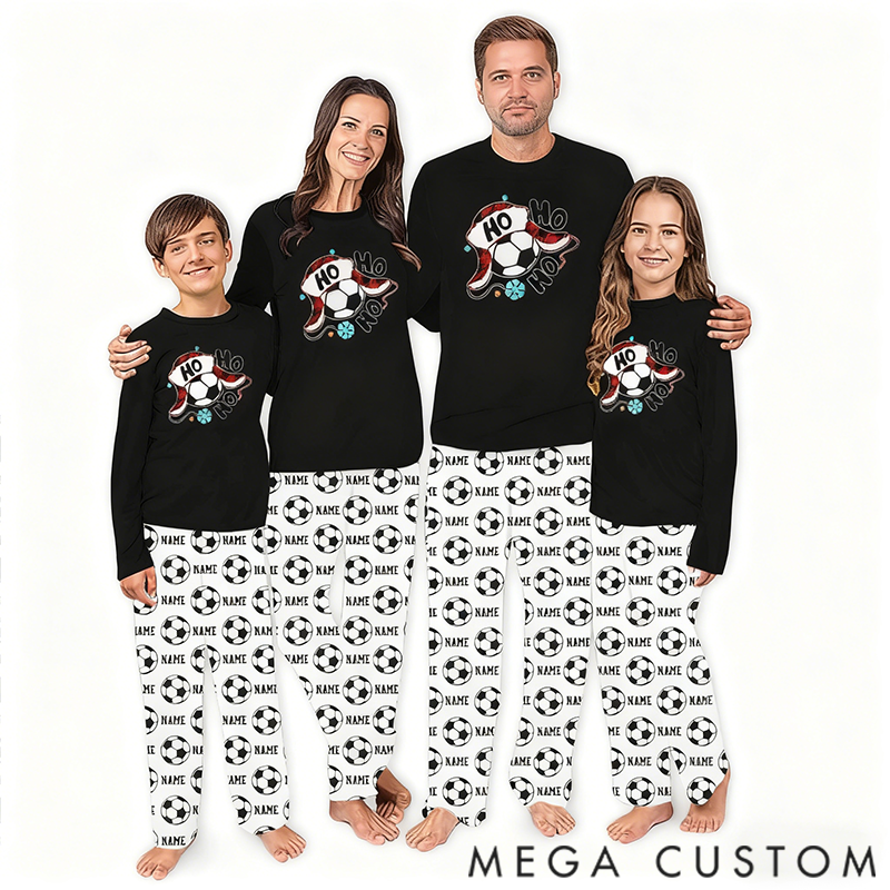 Personalized Christmas Pajamas Set Ho Ho Ho Soccer Clark Funny Christmas Pajamas for Family 