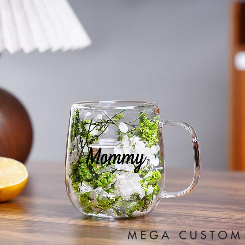 Personalized Floral Mug/Cup with Your Favorite Dried Flowers—an Original Gift for Grandma, Mom, or Godmother