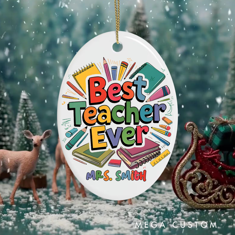 Personalized Teacher Christmas Ornament Best Teacher Appreciation Ornament Gift