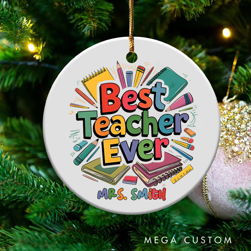 Personalized Teacher Christmas Ornament Best Teacher Appreciation Ornament Gift