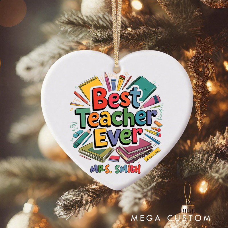 Personalized Teacher Christmas Ornament Best Teacher Appreciation Ornament Gift