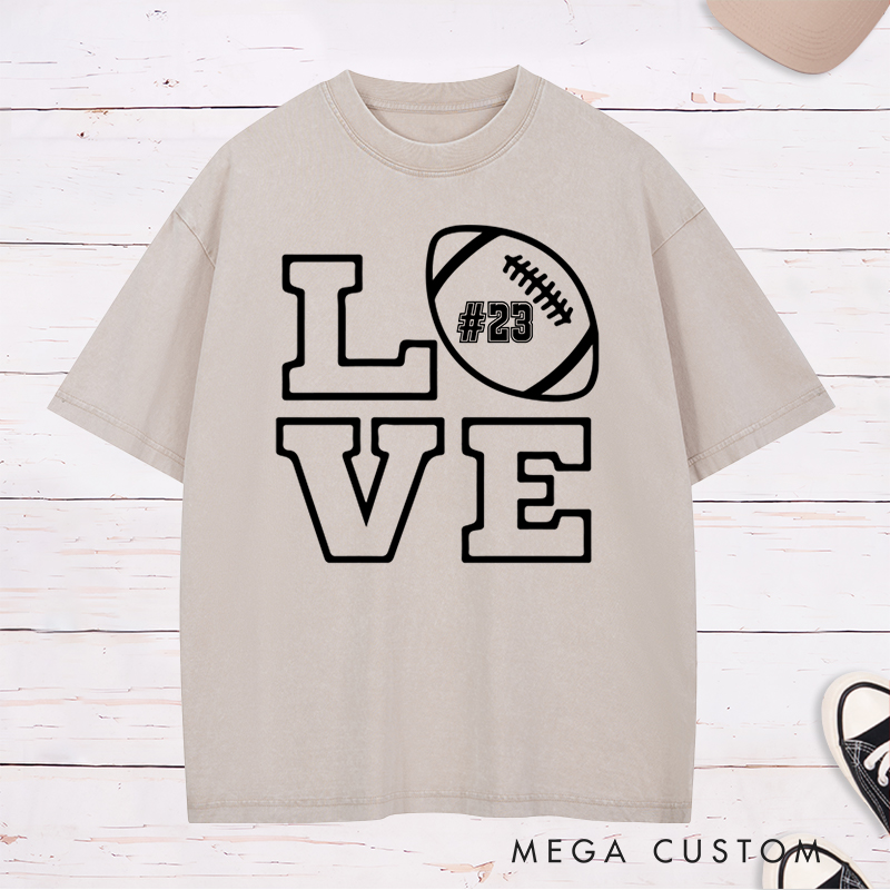 Personalized American Football and Rugby Washed T-Shirts Featuring Custom Team Name for True Fans