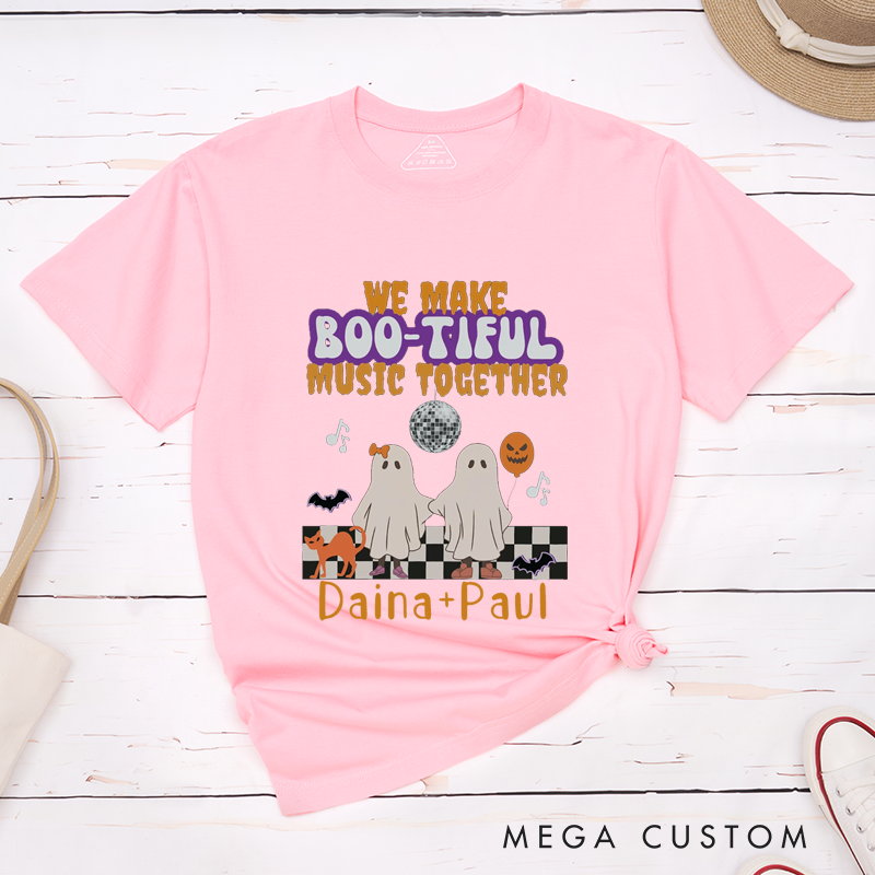 Personalized Humor We Make Boo-Tiful Music Together Ghosts Halloween Couple Matching T-Shirt