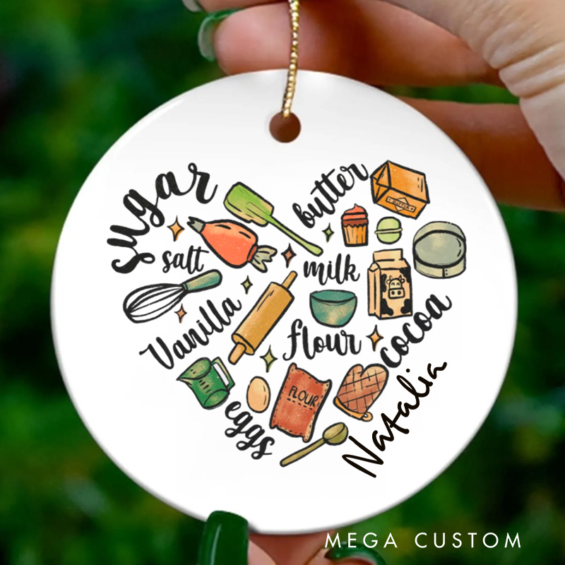 Personalized Baker Christmas Ornament Bakery Heart Xmas Ornament Baker Gift Baking Lover Gift Baking Gift