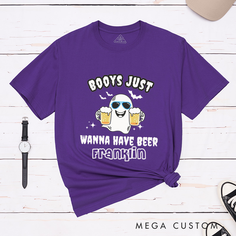 Personalized Halloween Party Booys and Ghosts Funny T-Shirt Couple Halloween Matching T-Shirt 