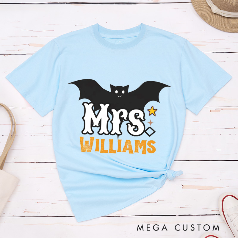 Personalized Bat Couple Halloween Matching T-Shirt Mr and Mrs Bat Halloween Shirt