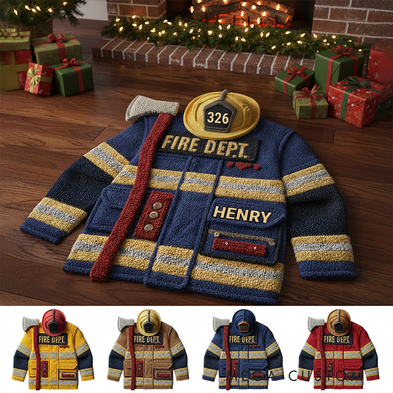 Personalized Firefighter Rug Custom Name Fire Dept Gear Shaped Rugs Proud Firefighter Non Slip Tufted Mat Gift for Home or Office