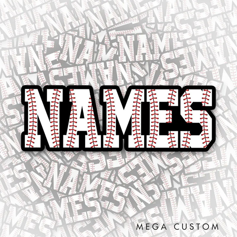 Personalized Athletic Sticker with Baseball-Themed Text Design and Custom Name  