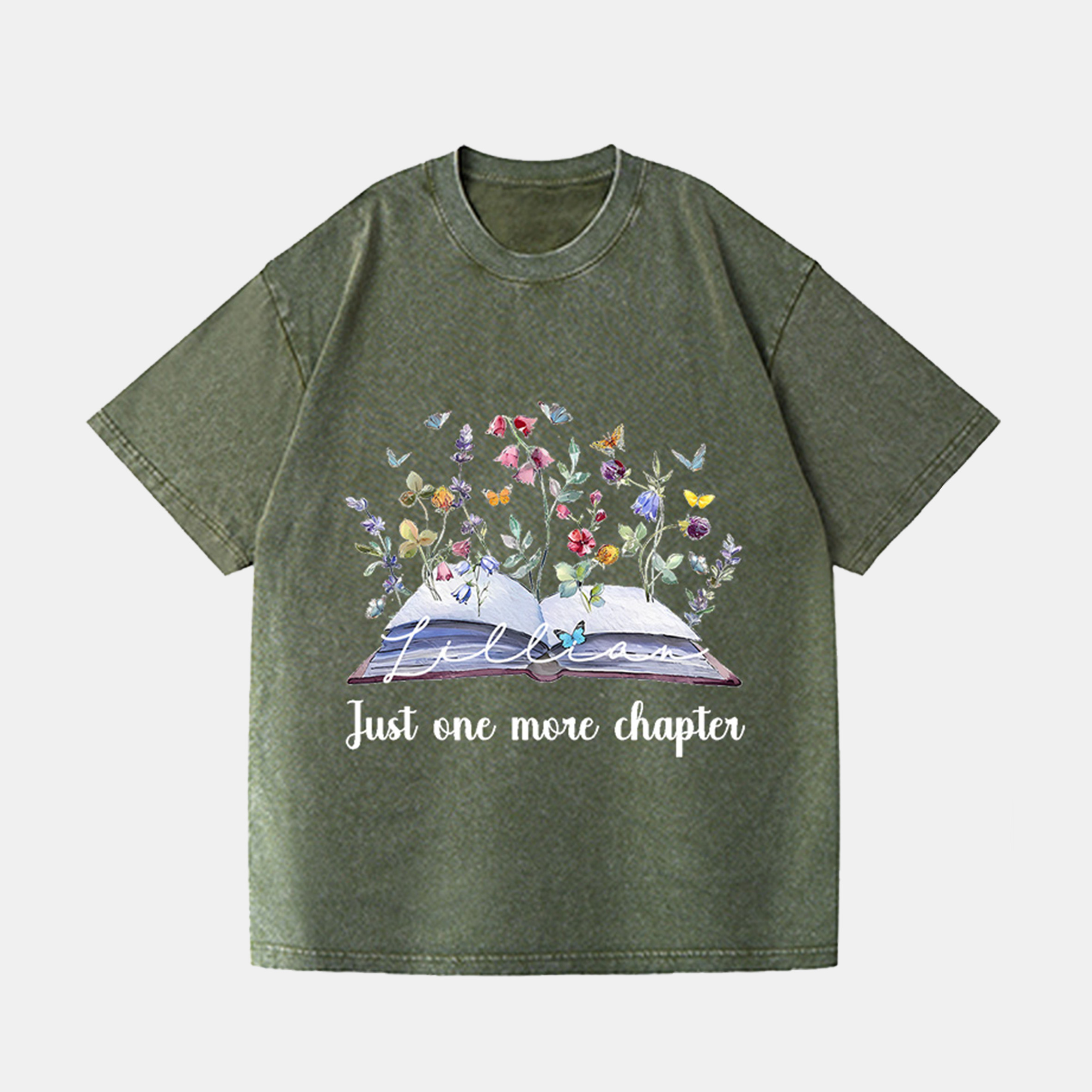 Personalized Just One More Chapter Washed T-Shirts Book Lover Gift Book Nerd Shirt Reading Shirt