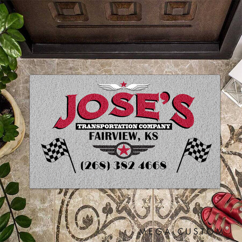 Personalized Racing Theme Door Mat Custom Text Checkered Flag Welcome Mat for Race Car Lovers and Motorsport Families