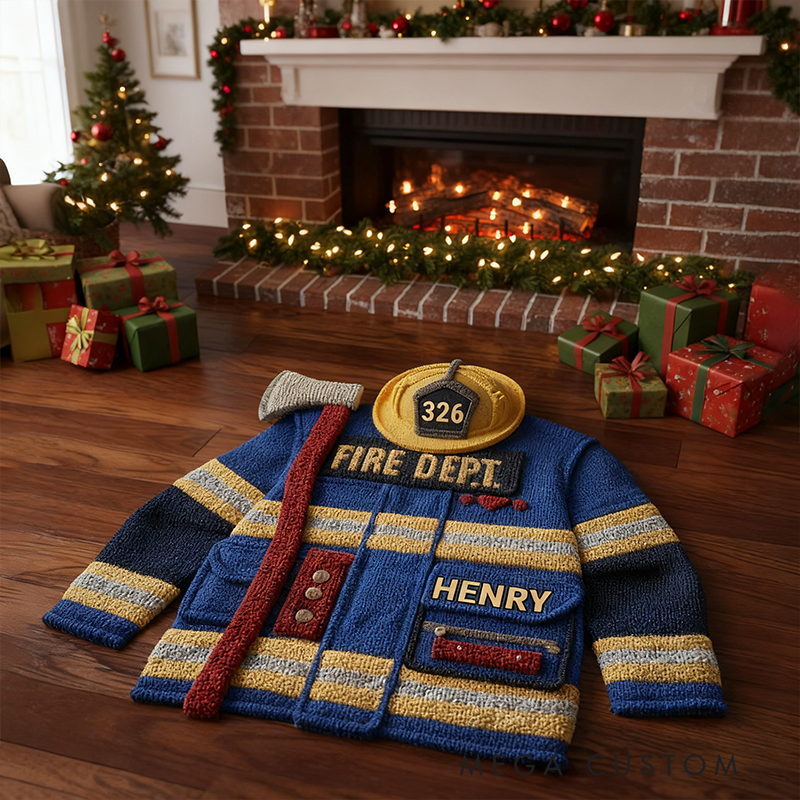 Personalized Firefighter Rug Custom Name Fire Dept Gear Shaped Rugs Proud Firefighter Non Slip Tufted Mat Gift for Home or Office