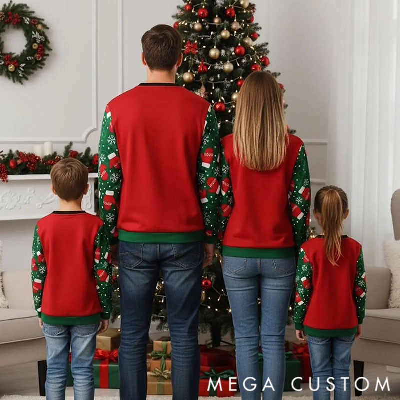 Personalized Muscle Family Ugly Christmas Sweater, Matching Family Sweater, Funny Xmas Gift