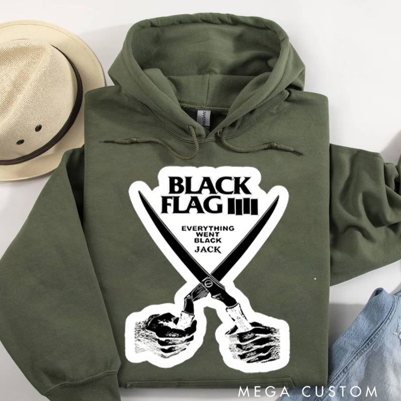 Personalized Classic Hoodies Minimalist Black and White Artistic Punk Rock Inspired Graphic Hoodie