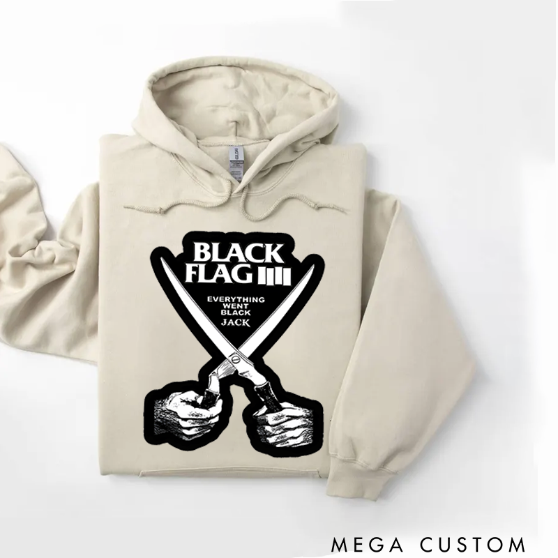 Personalized Classic Hoodies Minimalist Black and White Artistic Punk Rock Inspired Graphic Hoodie