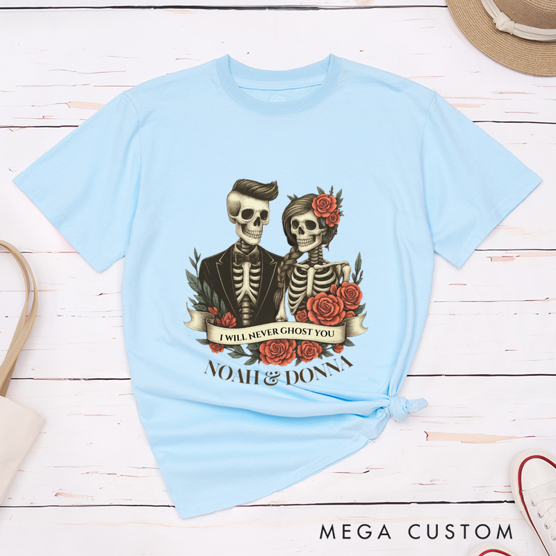 Personalized Halloween Couple Matching T-Shirt Skeleton Couple Matching Shirt Halloween Skeleton Gift
